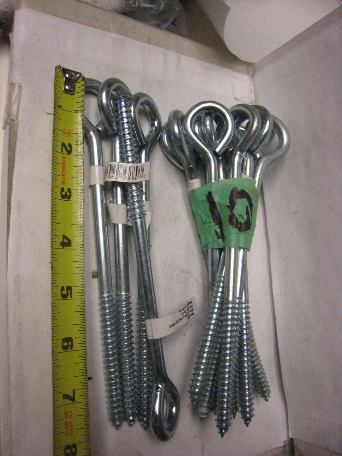 14 yes 14 Zinc Plated Lag Screw Eyes 3/8″ x 8″ long Hardware House 568807