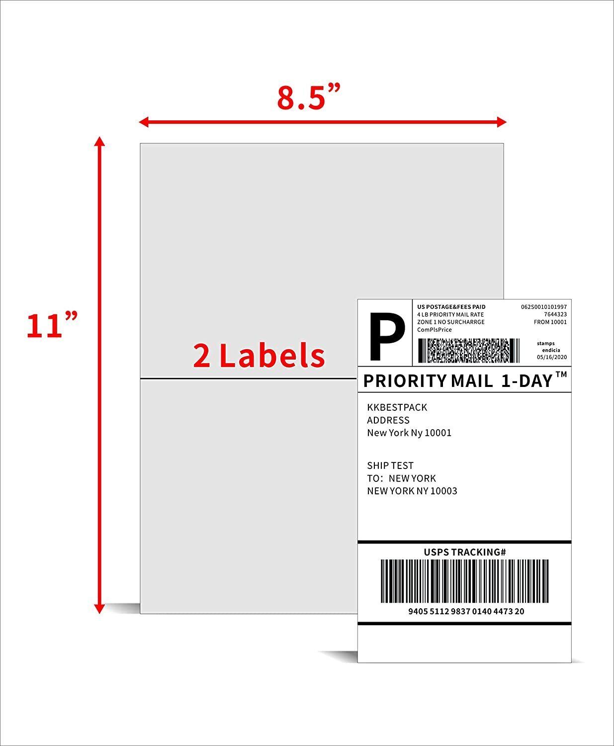 Shipping Labels 2 Per Sheet for Laser & Inkjet Printers 8.5″ x 5.5″Address Label