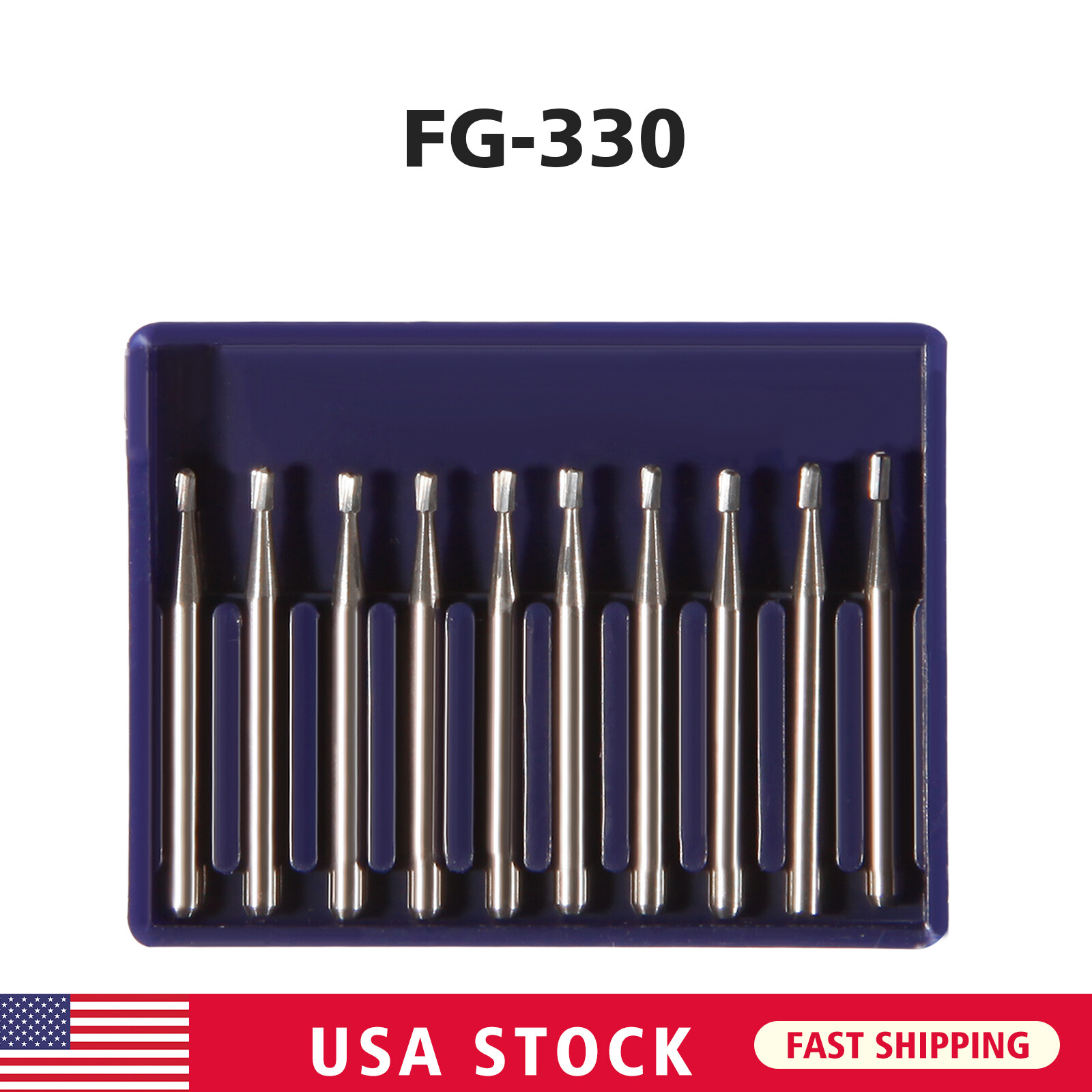 Dental Carbide Burs Tungsten Steel Bur FG # 330 Pear High Speed Handpiece 10/Box