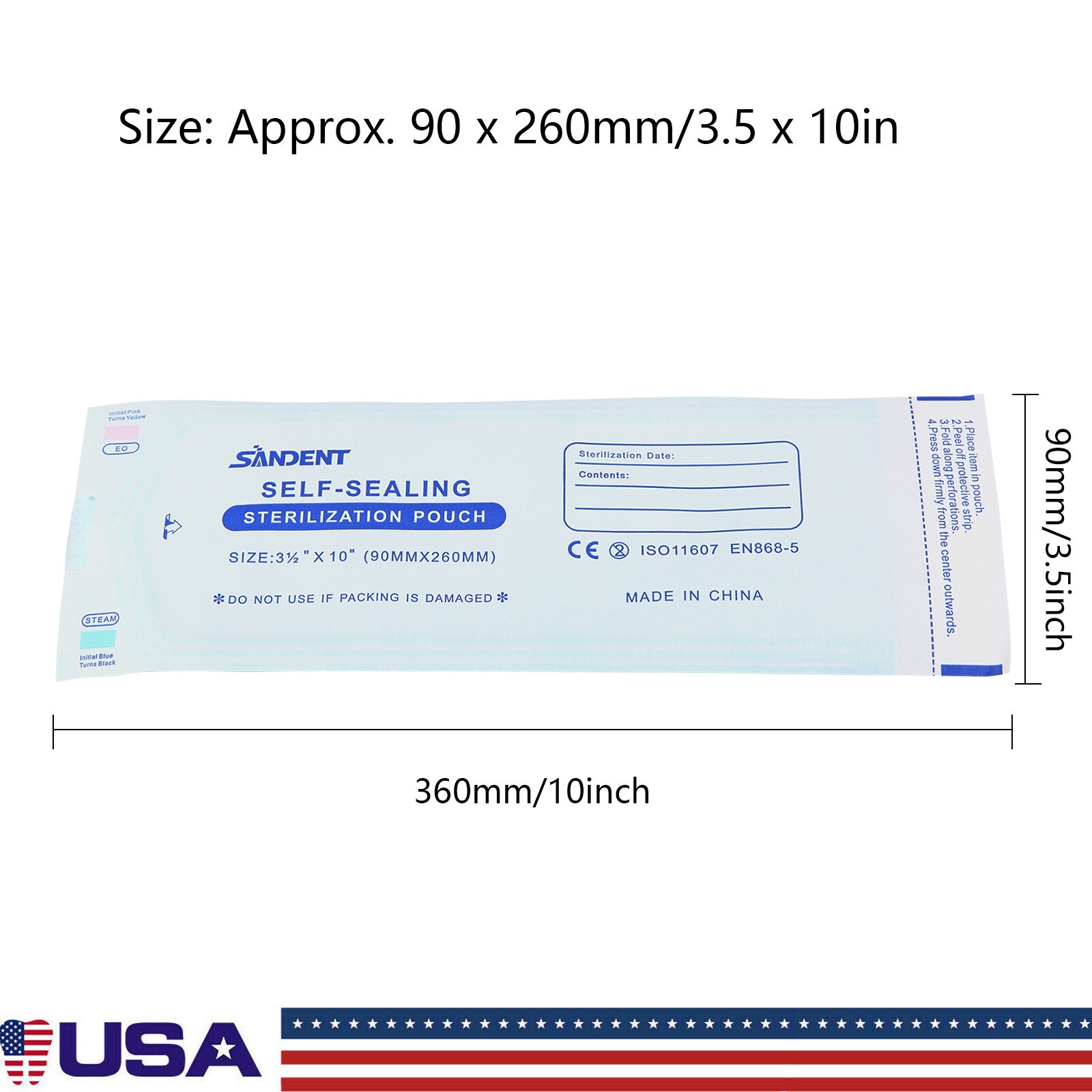 3.5″ X 10″ Self Sterilization Pouches Autoclave Pouch,Sterilizer Bags Dental 200