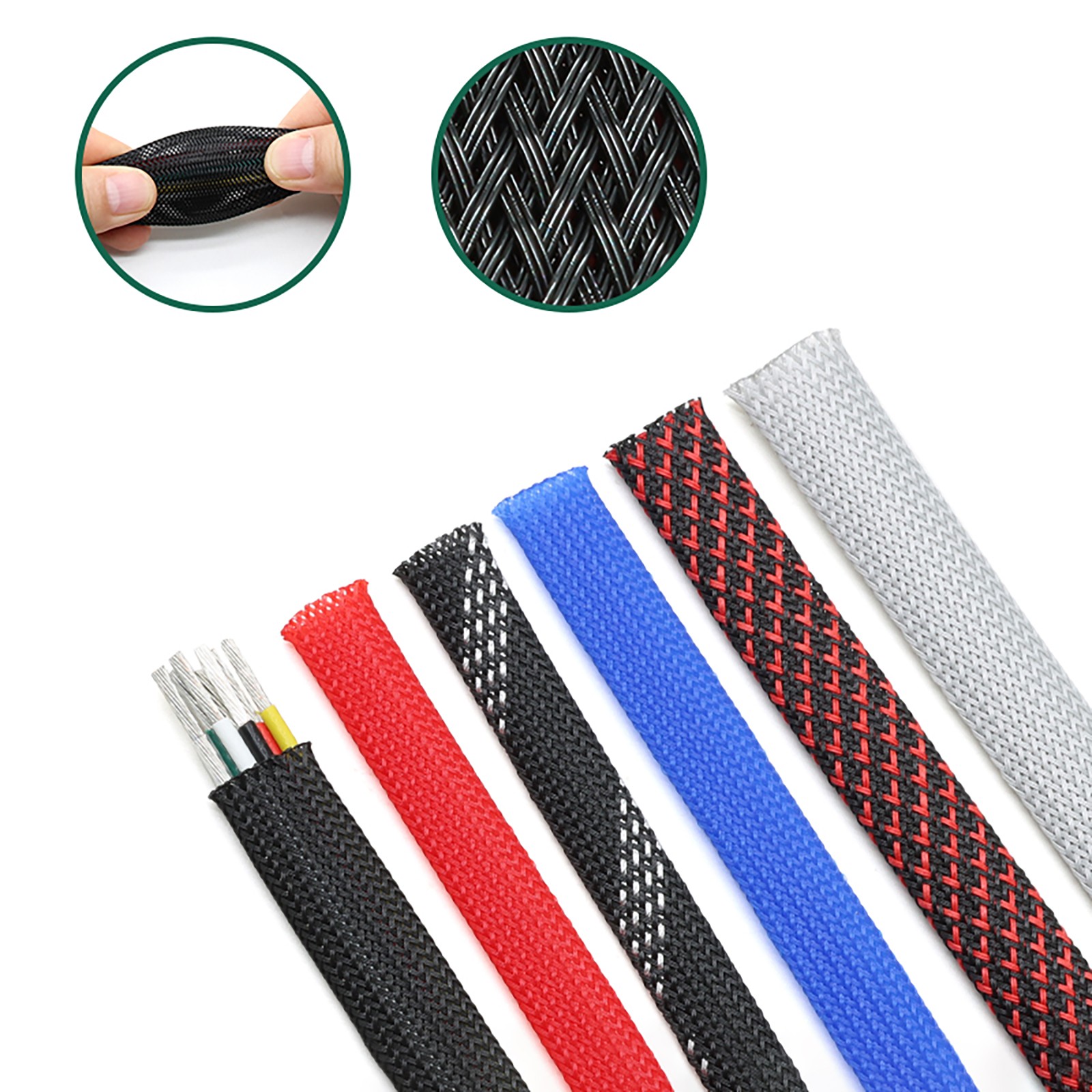 ALL SIZES & COLORS PET Expandable Wire Cable Sleeving Sheath Braided Loom Tubing