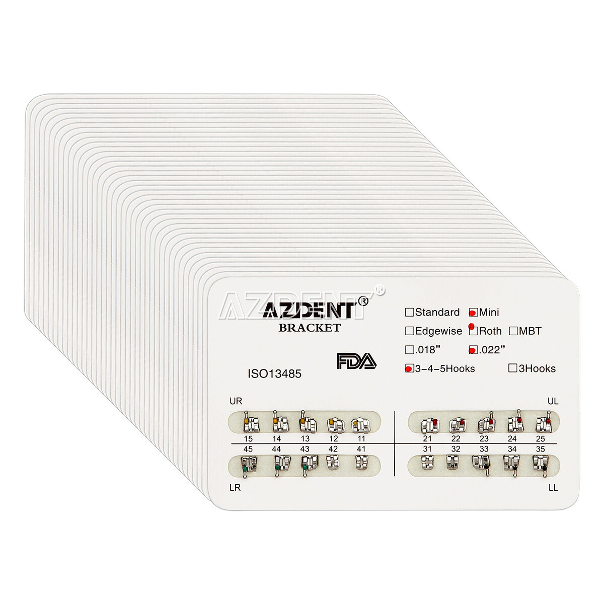 AZDENT Dental Orthodontic Brackets Braces Metal Mini Roth.022 Hooks 345