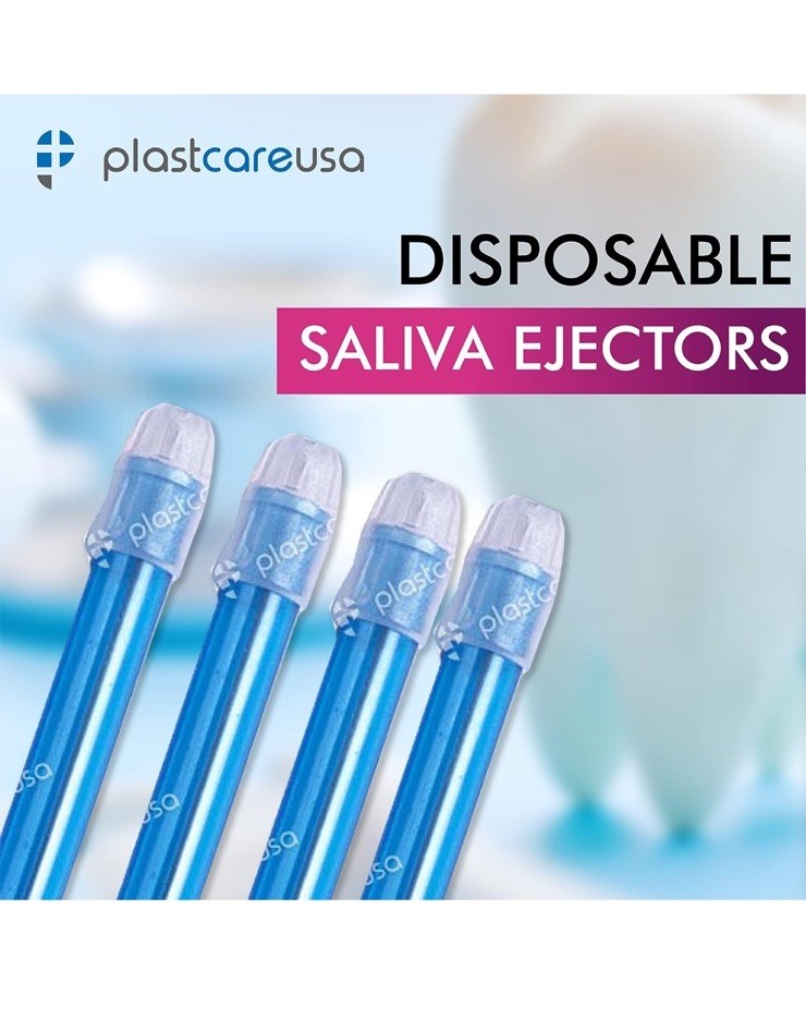 PlastCare USA Disposable Saliva Ejectors Latex Free Non-Toxic Blue