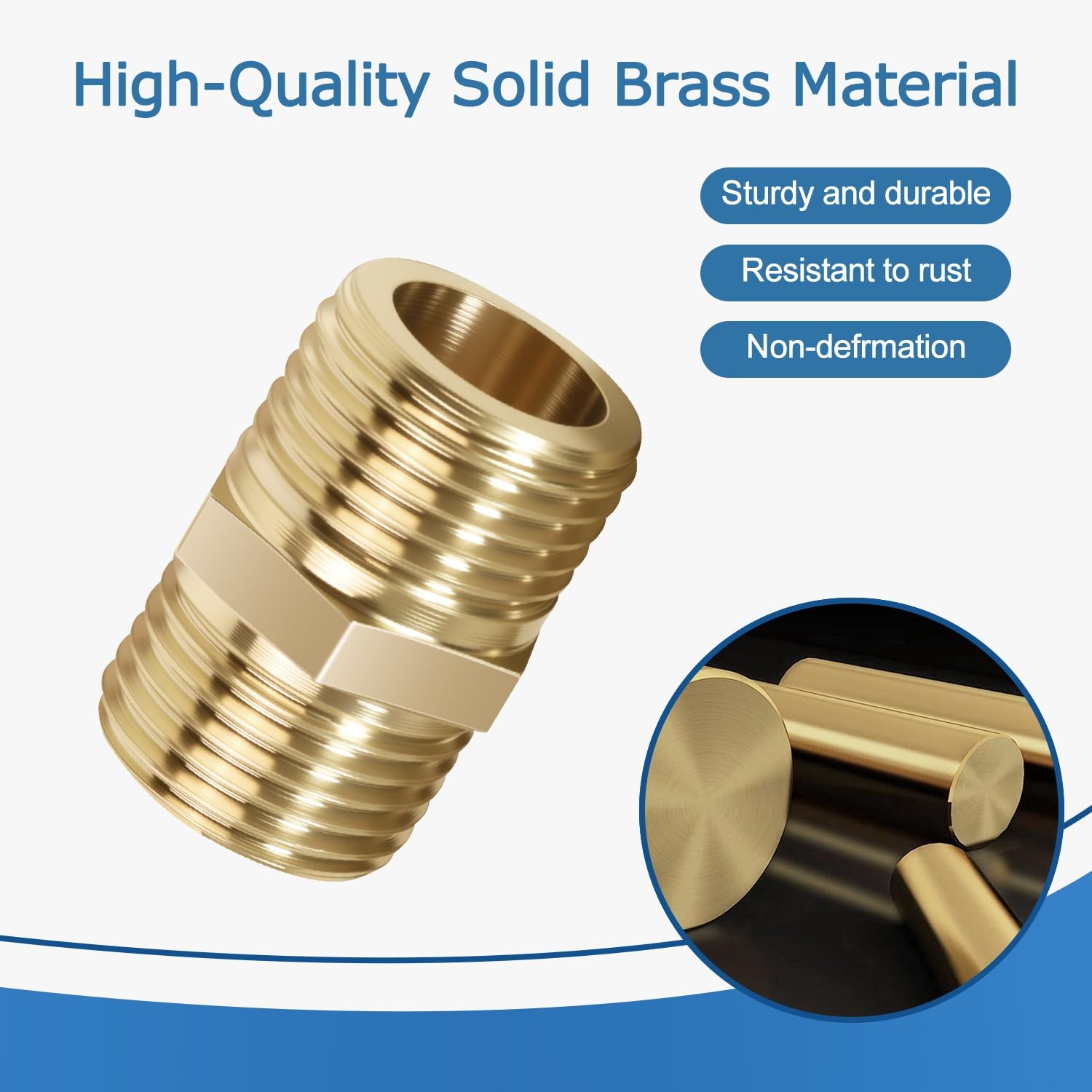 1/2 Inch Npt Brass Nipple Male To Pipe Fitting Adapter, Inch, Gold