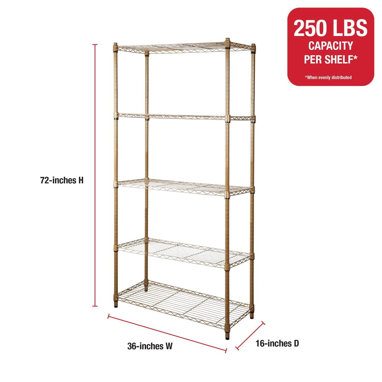 Rubbermaid 5-Tier Heavy Duty Wire Shelving Unit, Bronze Finish, Adjustable