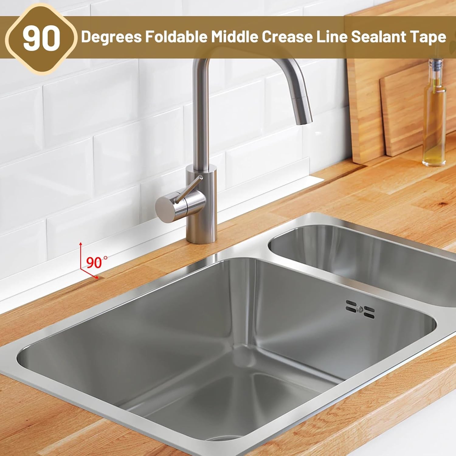 2 Rolls Caulk Tape Waterproof Self Adhesive Strip Kitchen Bath Sink Sealant