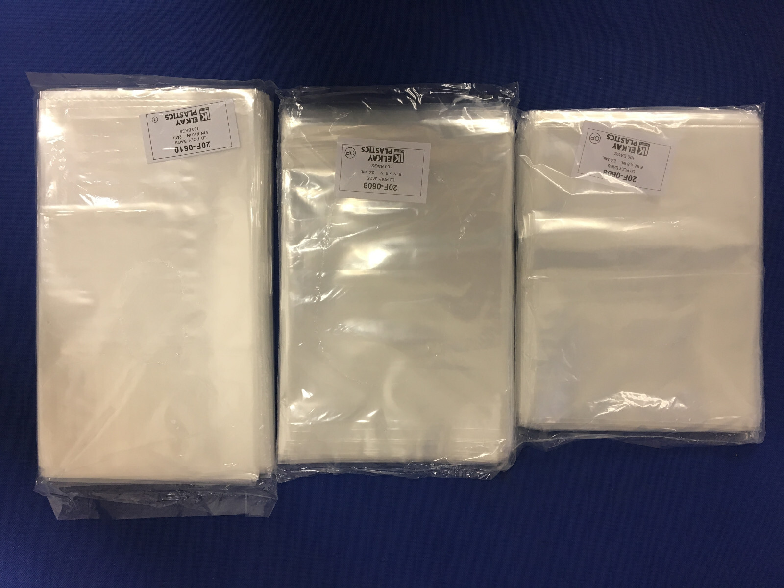 7X9 TO 14X20 ELKAY Plastic Packaging Lay Flat Clear Open Top End 2 MIL Poly Bags