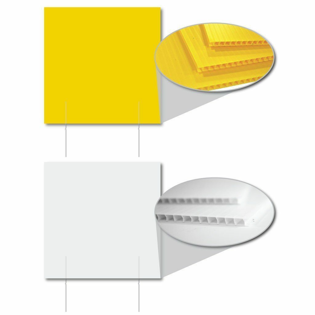 2’x2′ 4mm Corrugated Plastic Blank Yard Signs – Vertical Flutes – Bundle of 25