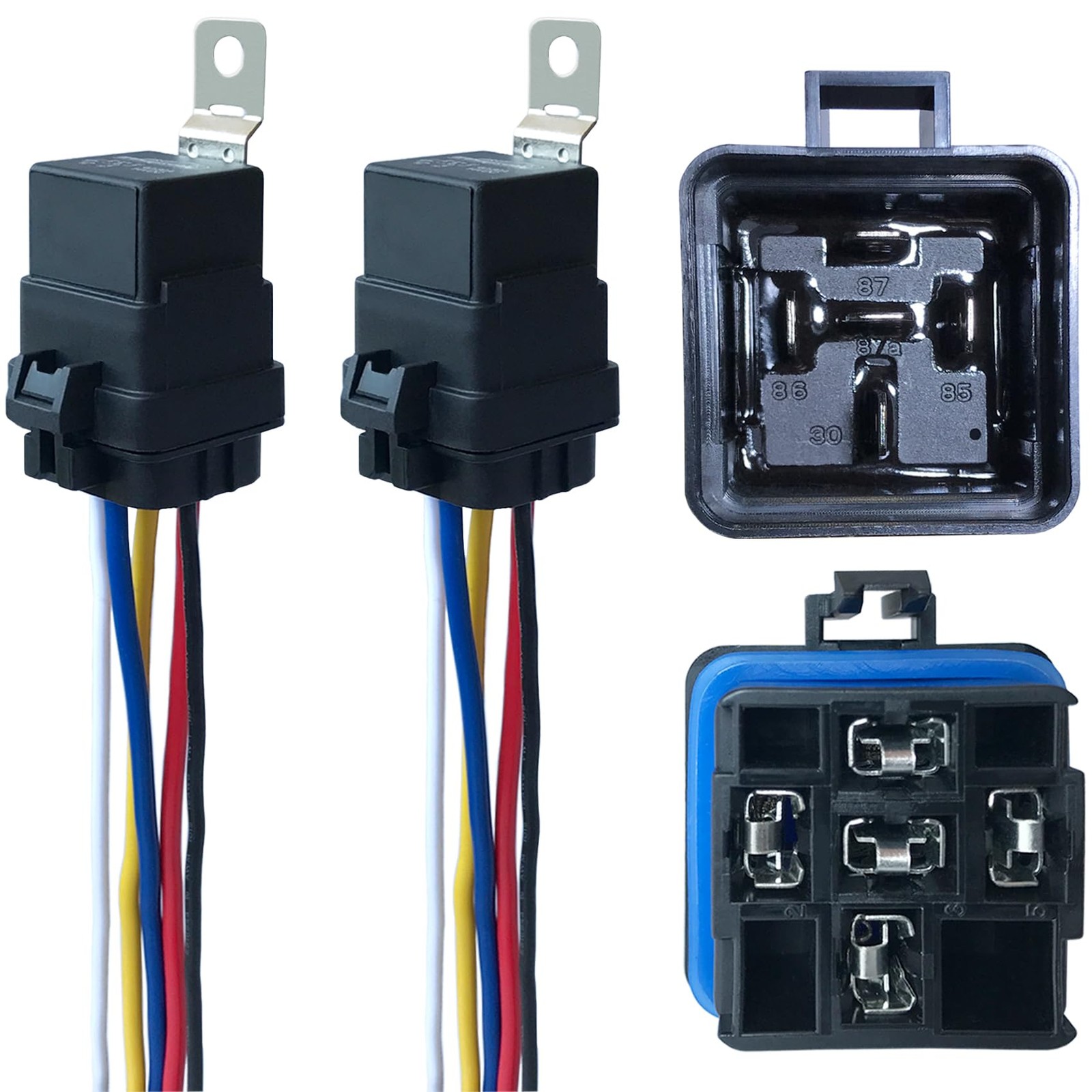 2 Pack 40/30 AMP 12V DC Waterproof Relay Kit 5 Pin SPDT with Heavy Duty Pigtail