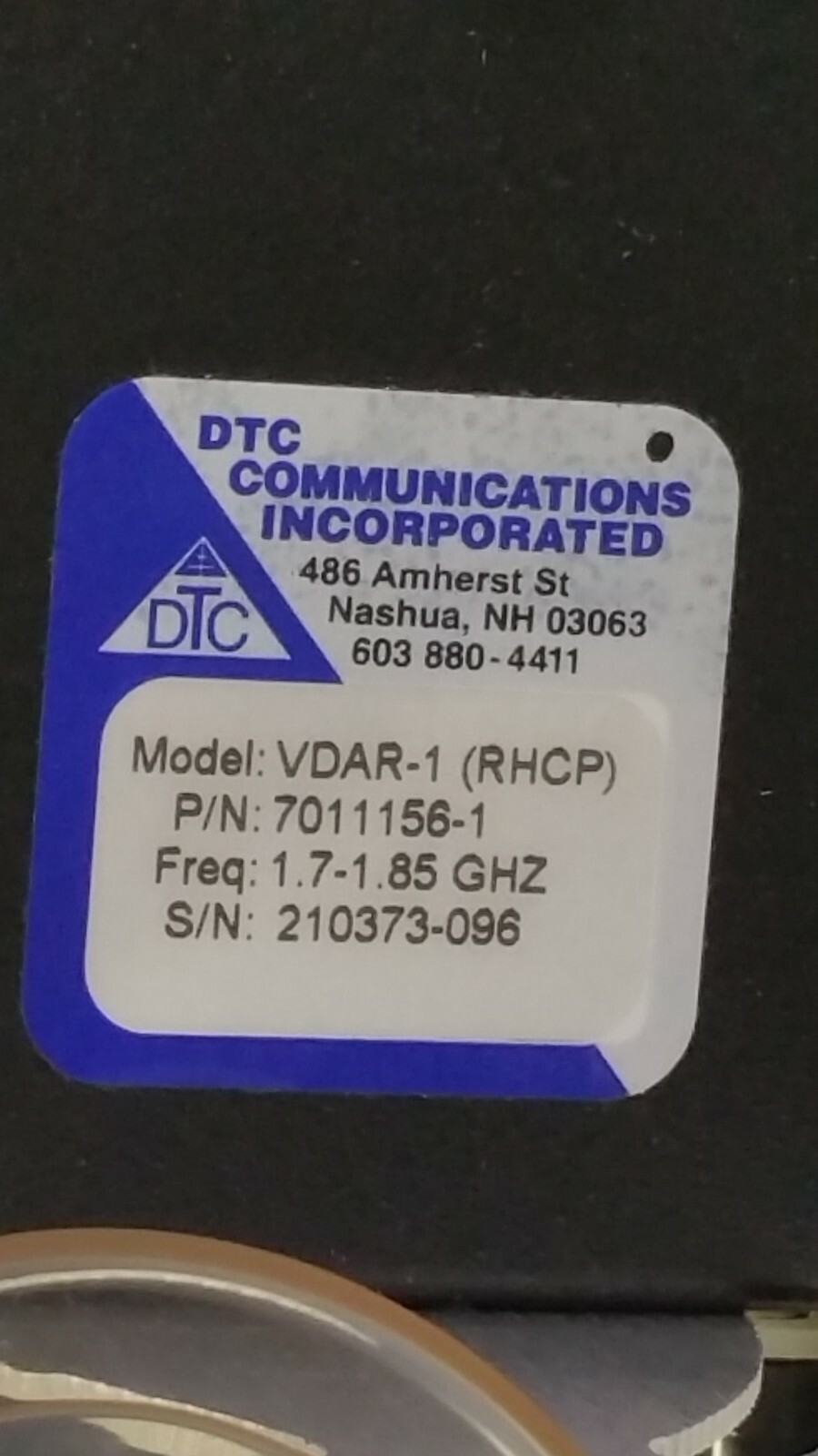 5X New DTC VDAR-1 7011156-1 Hybrid Patch Video Antenna RHCP 1.7-1.85 GHz