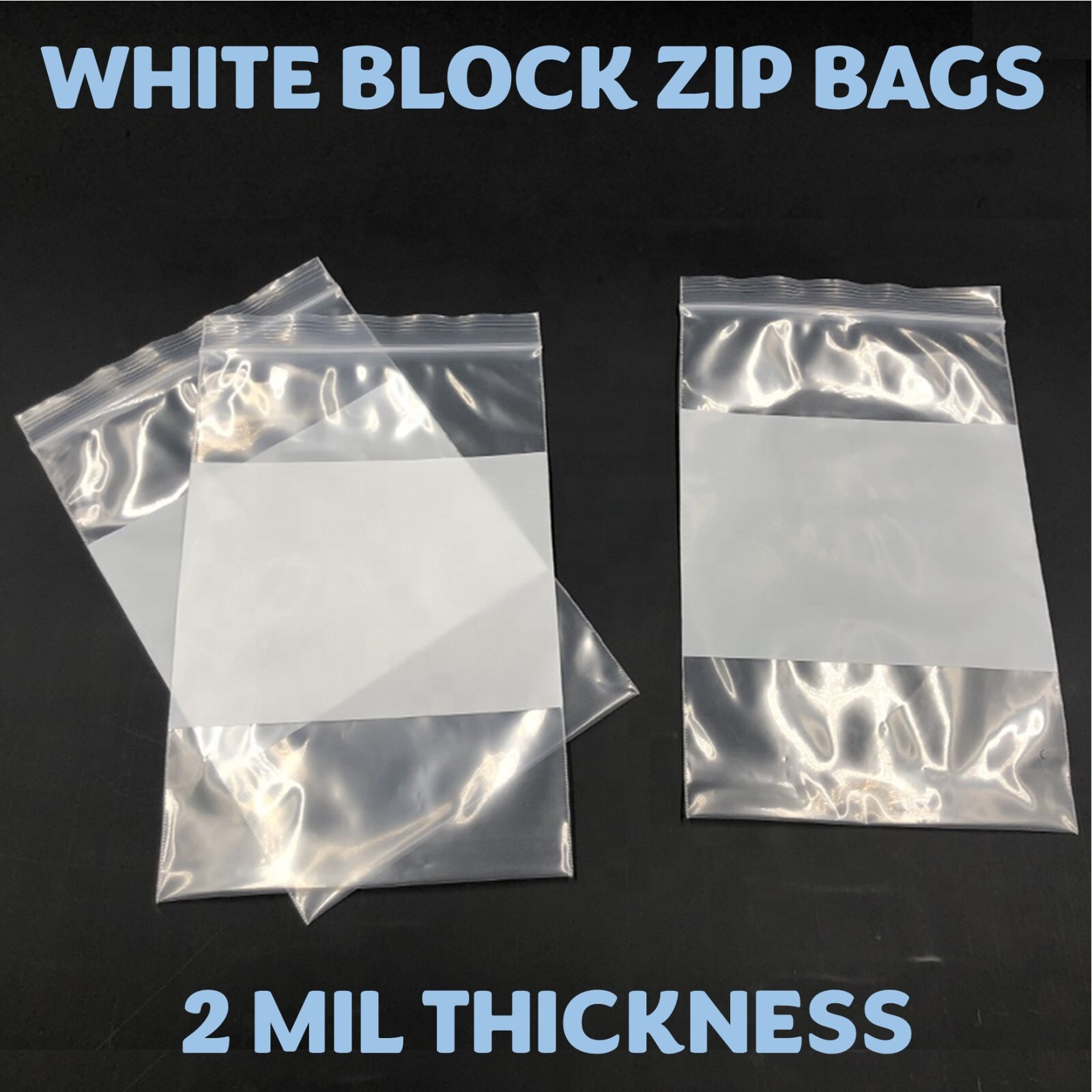 8″x10″ Reclosable 2MIL White Block Zip Writable Zipper Baggies Seal Lock Bags