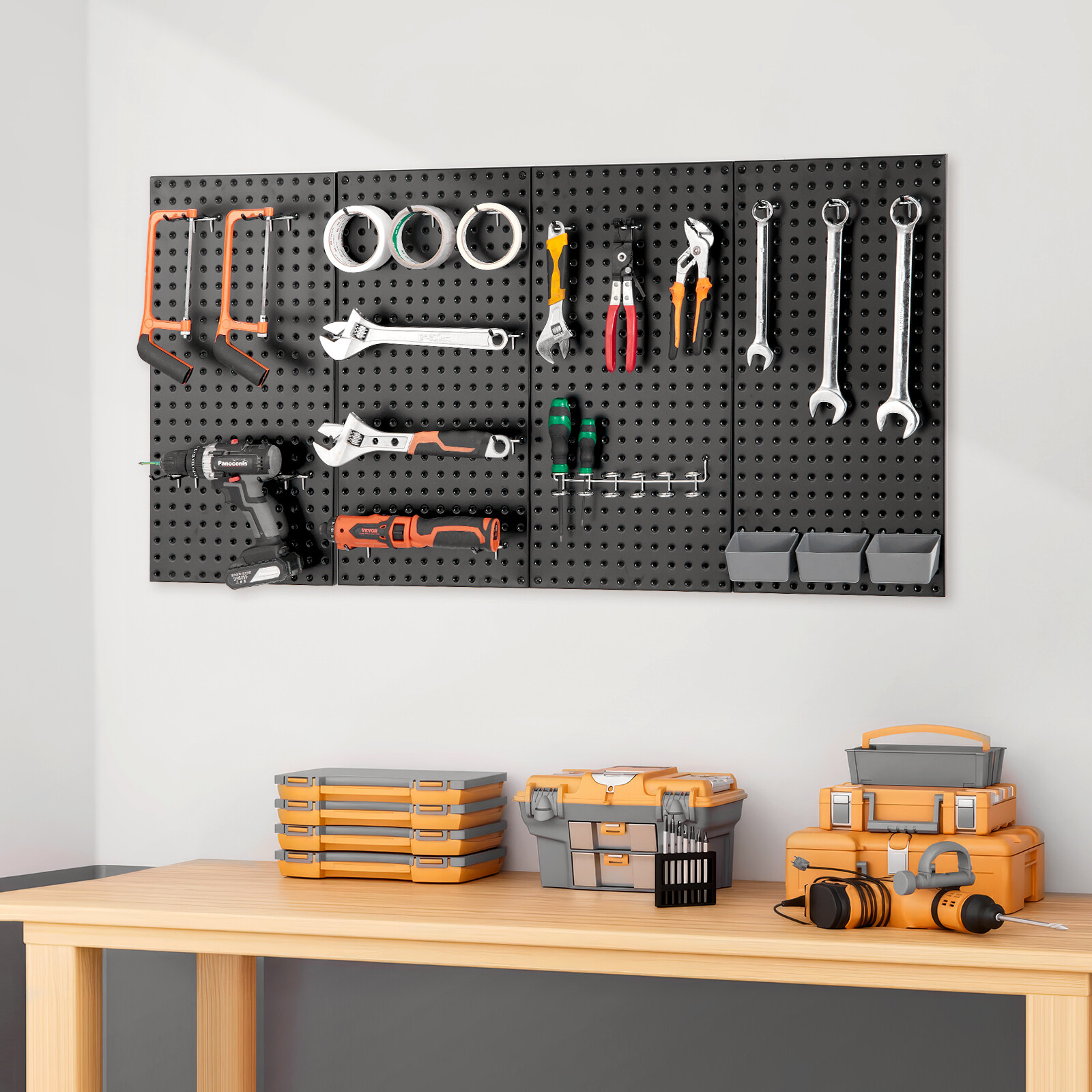 Metal Pegboard Panels 4 Pcs 24″ x 12″ Wall Organizer for Garage Tool Storage