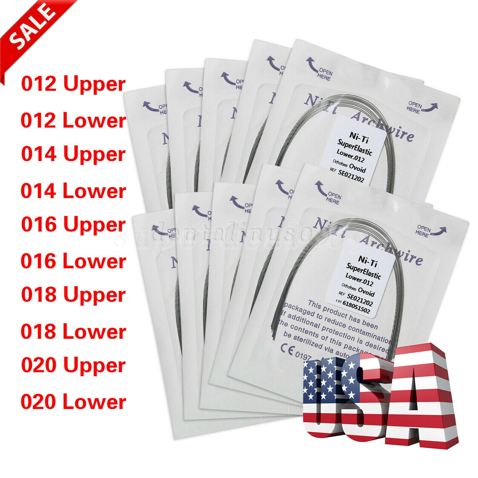 USA Dental Ortho Super Elastic Niti Round Arch Wire Ovoid 012-020upper/lower DL