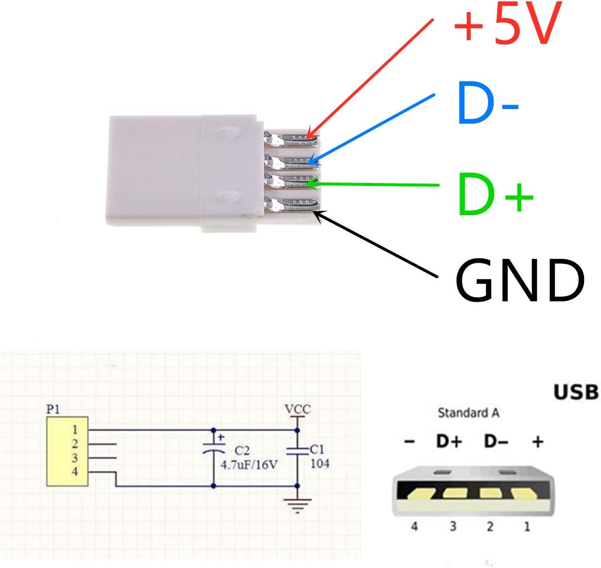 40pcs Soldering USB Type A Male Connector with Metal Shell for DIY