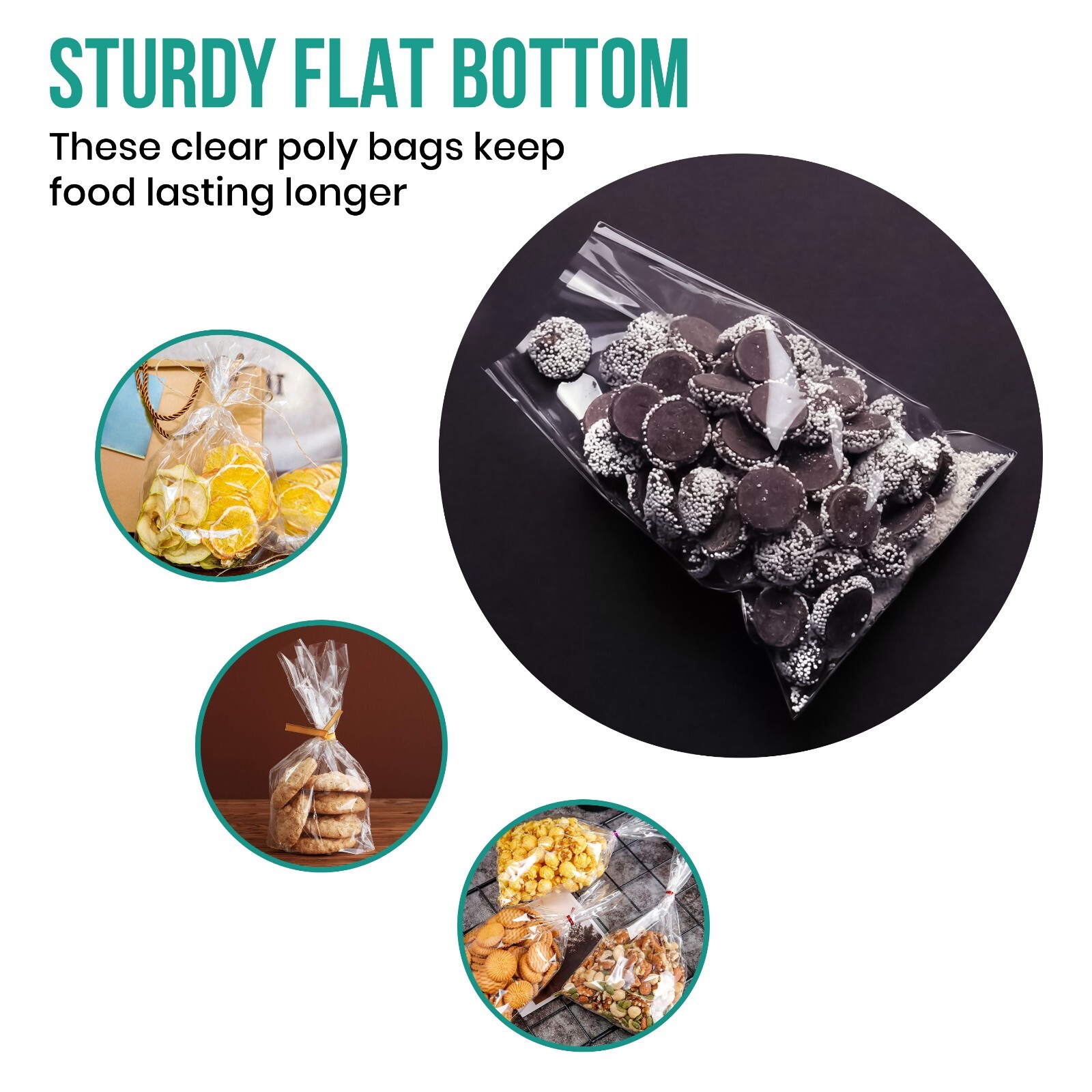 Multiple Sizes Clear Poly Bags 1.5-Mil Flat Open Top Plastic Packaging Packing