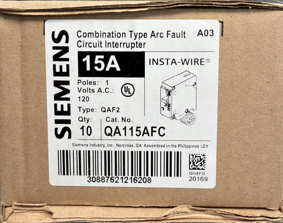 10 PCS Siemens QA115AFC 15A AFCI Arc Fault Circuit Breaker