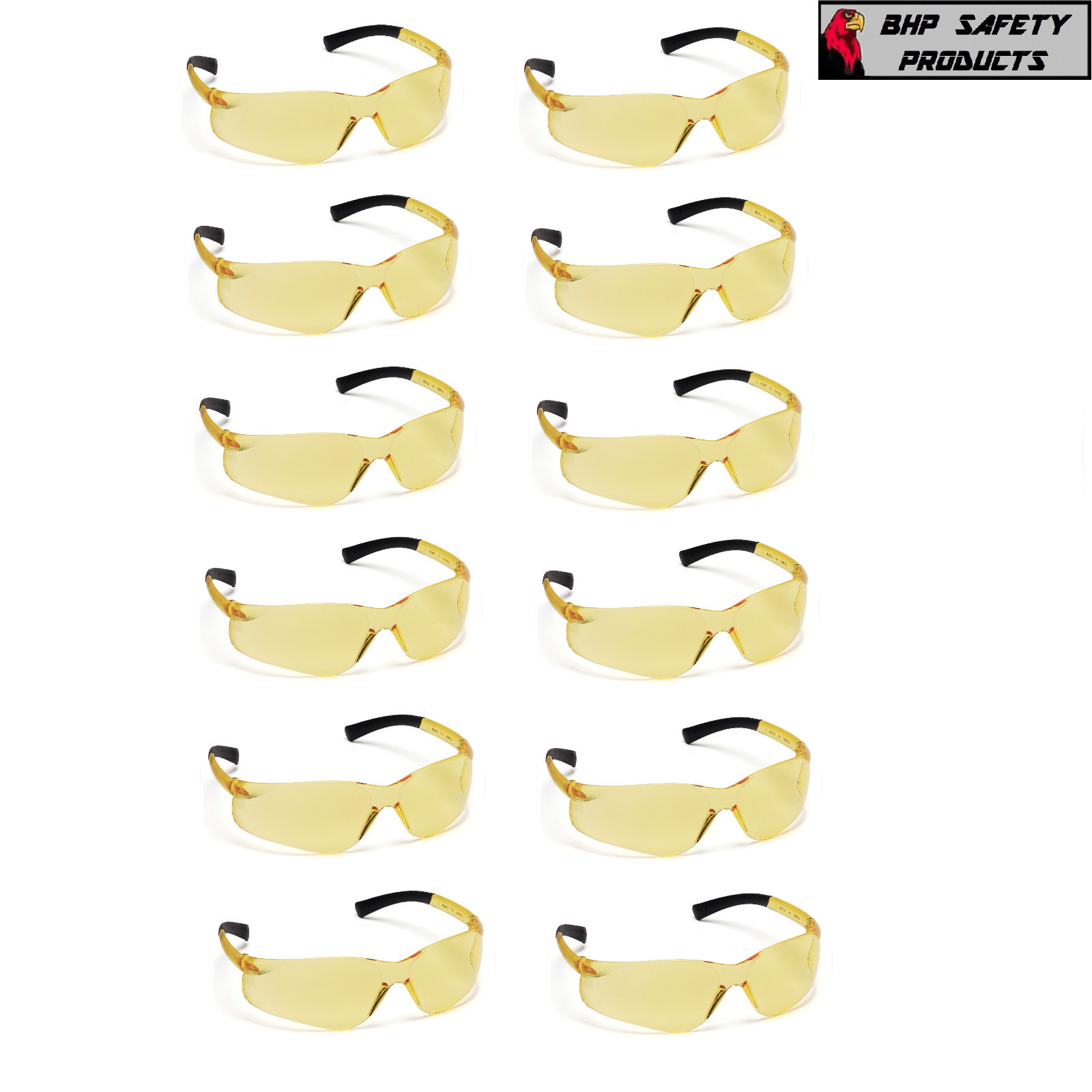 PYRAMEX ZTEK AMBER SAFETY GLASSES SHOOTING RANGE EYEWEAR S2530S Z87+ (12 PAIR)