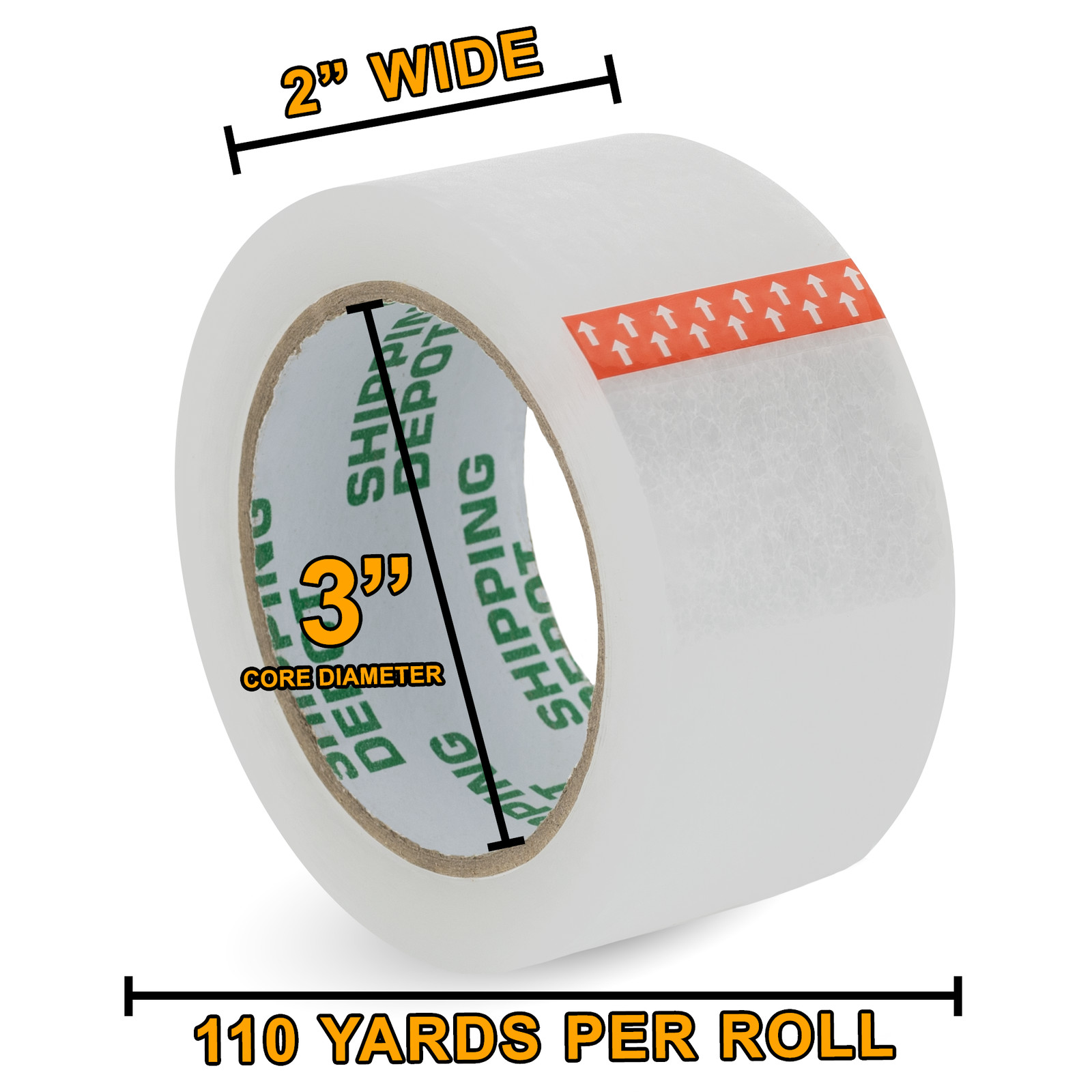 108 Rolls 2″x110yd Clear Packing Carton Sealing Tape Shipping Depot 1.6mil