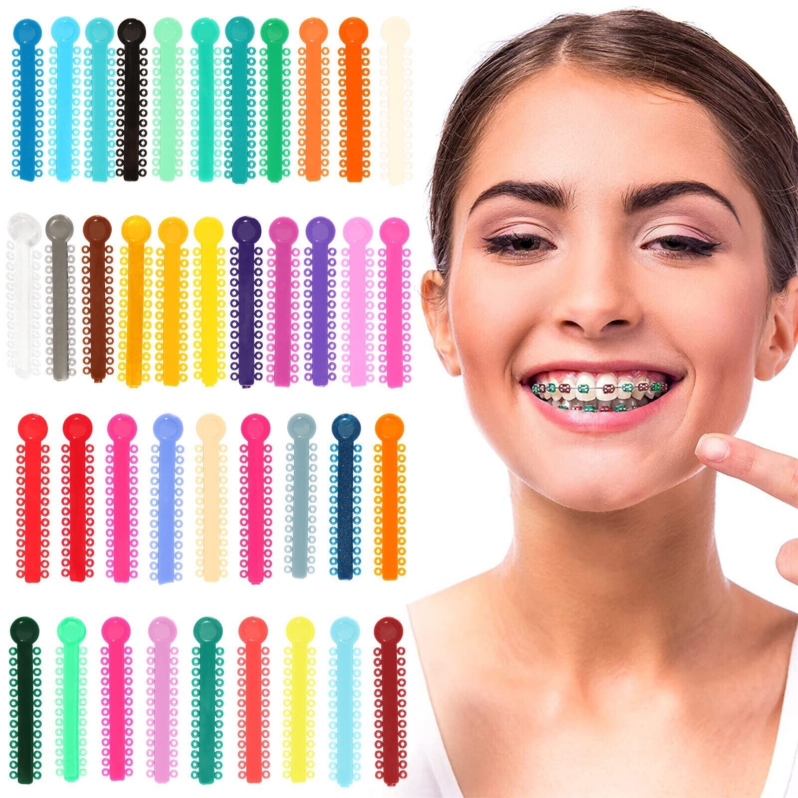 45 Color Dental Elastic Ligature Ties Rubber Power Bands for Orthodontic Braces
