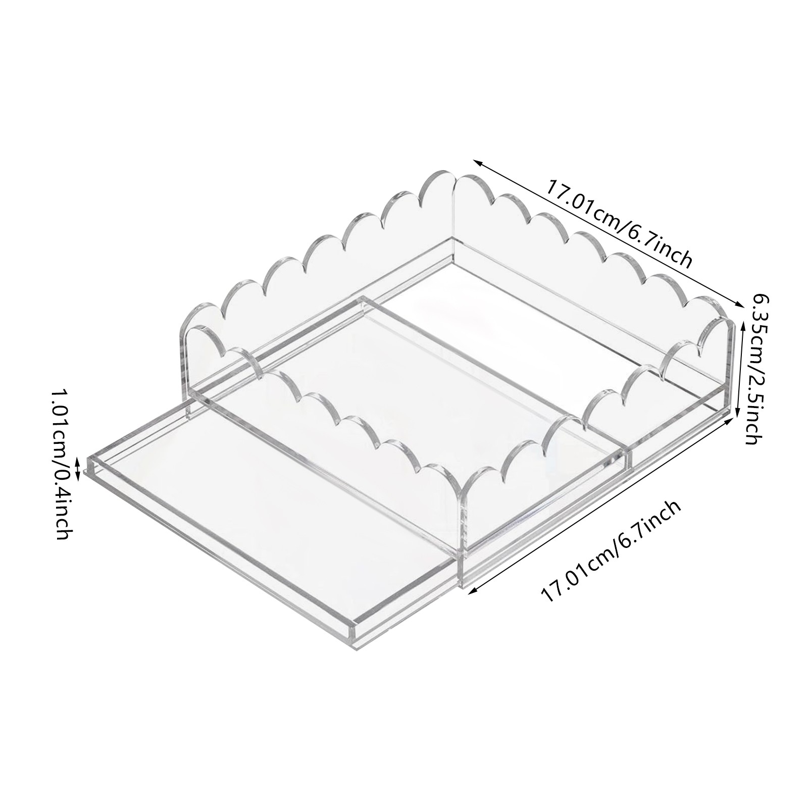 Clear Acrylic Tray for Insert Needlepoint Rectangle Scalloped Acrylic Tray NEW