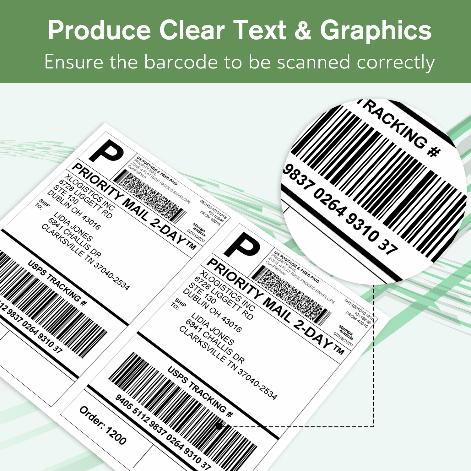 220-1100-4400 Shipping Label 8.5 x 5.5 Half Sheet 2 Per Sheet Self Adhesive USA