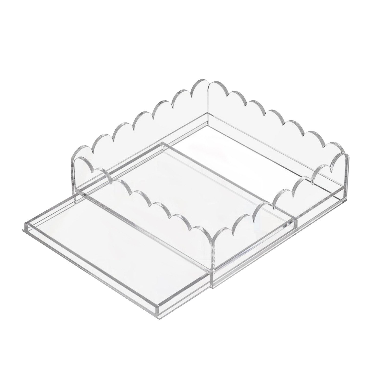 Clear Acrylic Tray for Insert Needlepoint Rectangle Scalloped Acrylic Tray NEW