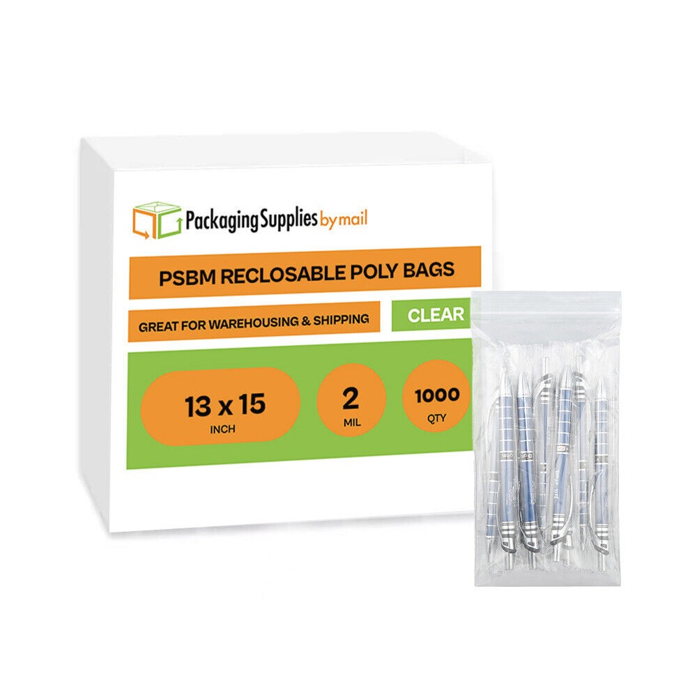 1000 13×15 Clear Plastic Zipper Poly Locking Reclosable Bags 2 MiL 13″x15″ Large