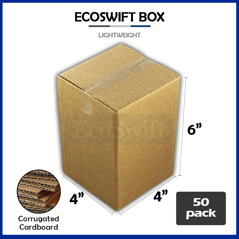 50 4x4x6 EcoSwift Cardboard Packing Moving Shipping Boxes Corrugated Box Cartons