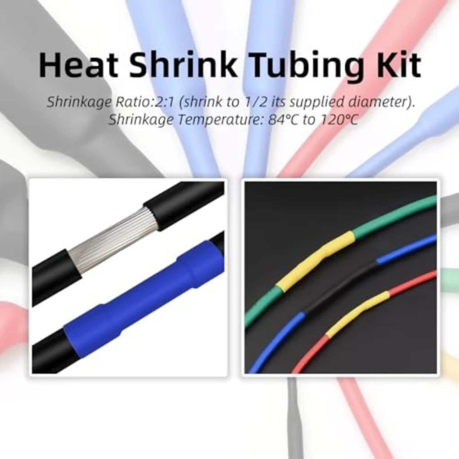 560 Pcs HEAT SHRINK Tubing Sleeve 2:1 Shrinkable Tube Wire Cable Assortment Kit