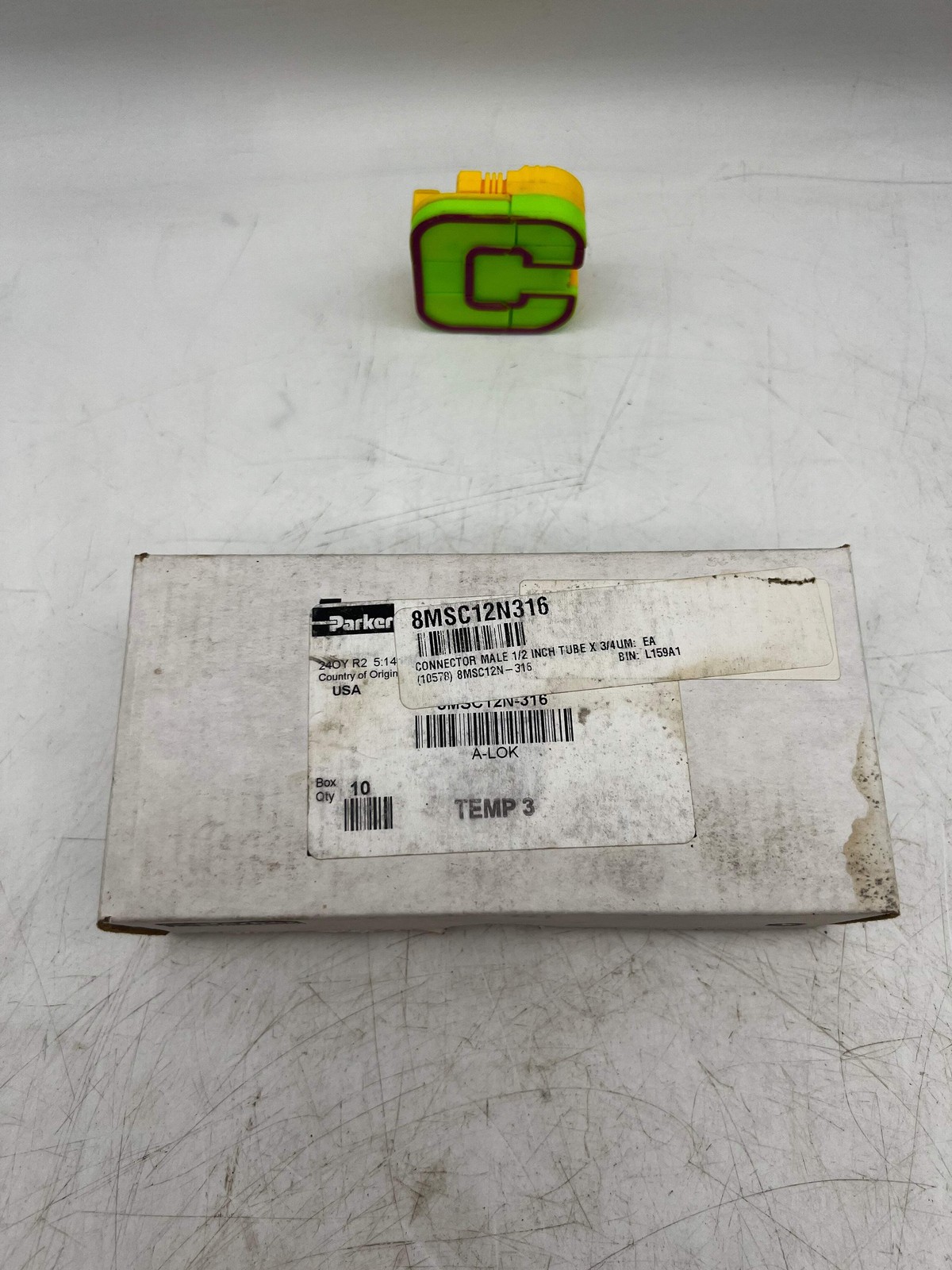 Parker 8MSC12N-316 A-LOK Male Connector, 1/2″ Tube OD x 3/4″ NPT, *Box of (10)*