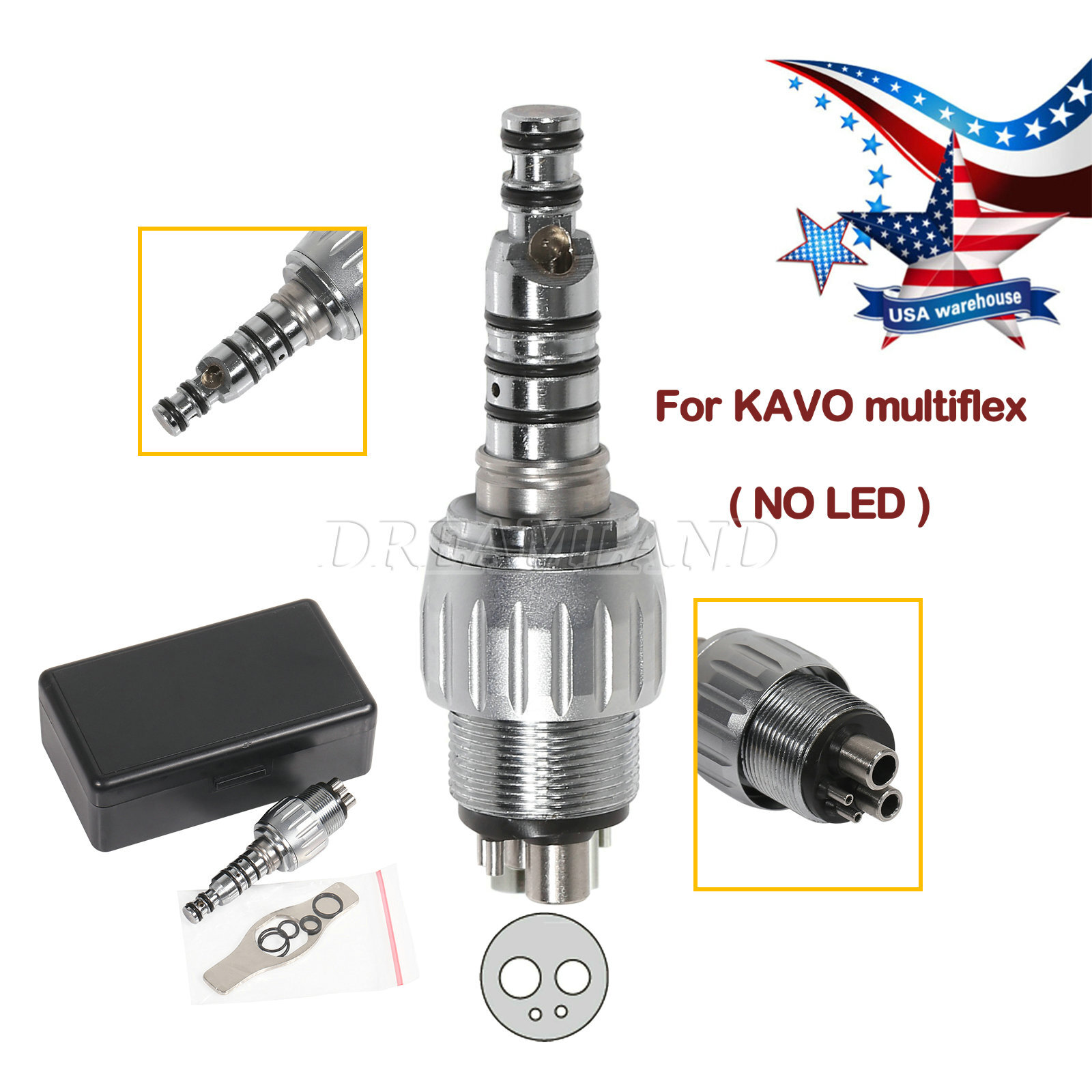 Dental LED Quick Coupler 4/6 Hole fit Kavo Multiflex LUX Fiber Optic Handpiece