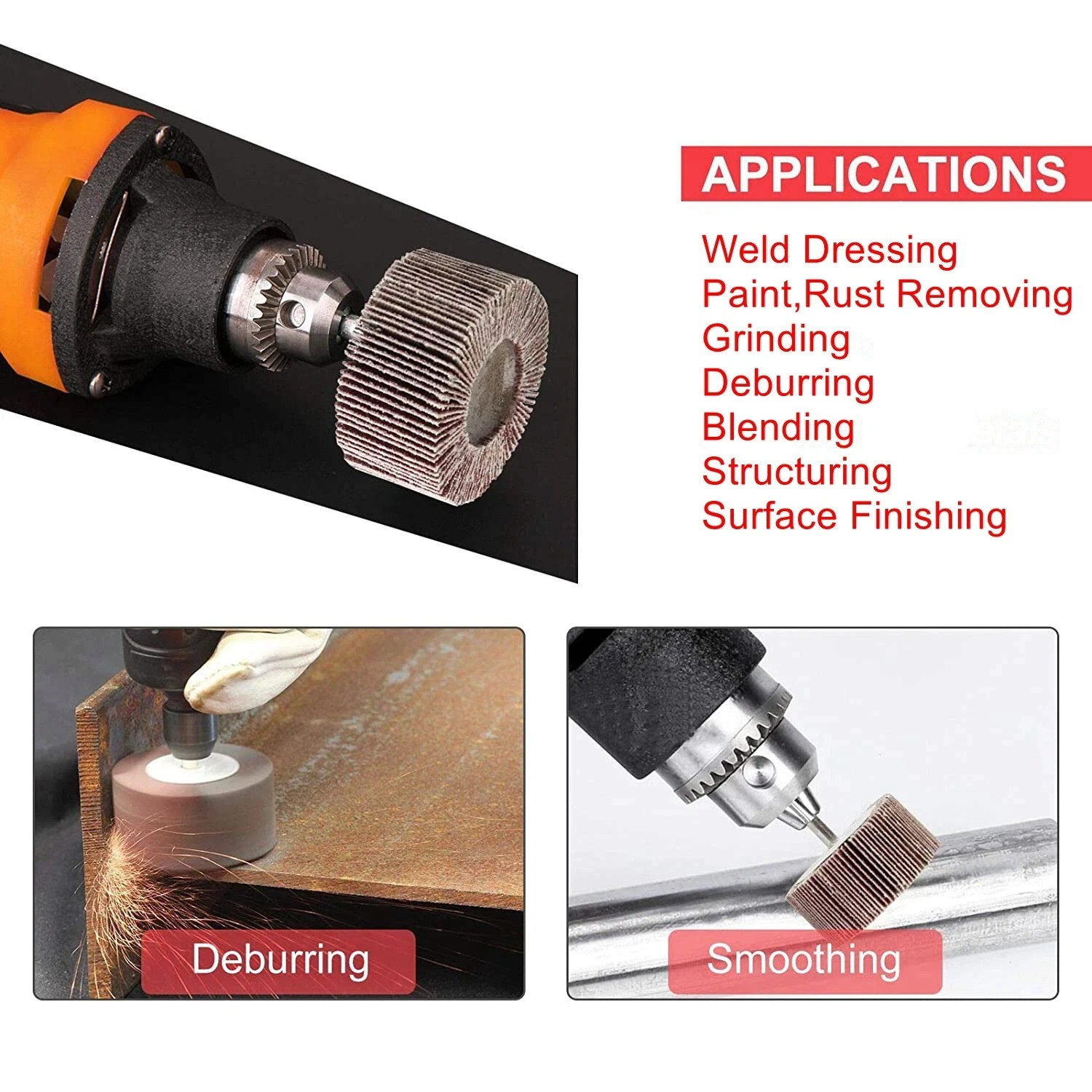 2×3/4×1/4″ Flap Wheel Sander for Drill Mounted Sanding Grinding 60 80 120 Grit