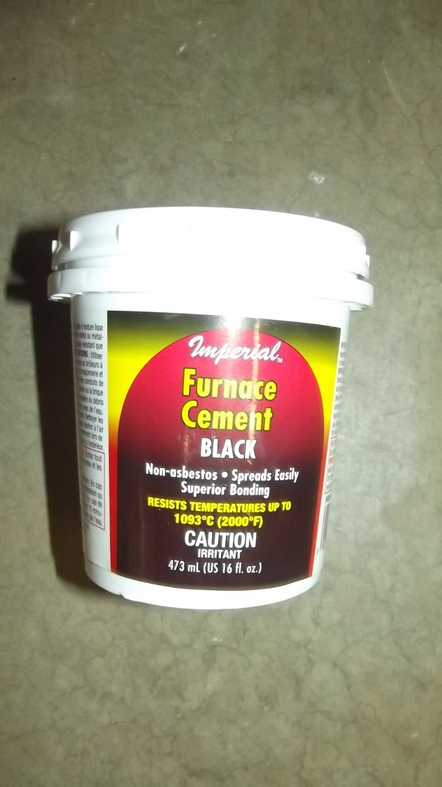 UNITED STATES HDW MFG US HA KK0295-A 16OZ BLK Furnace Cement, 16 Oz, Black T85