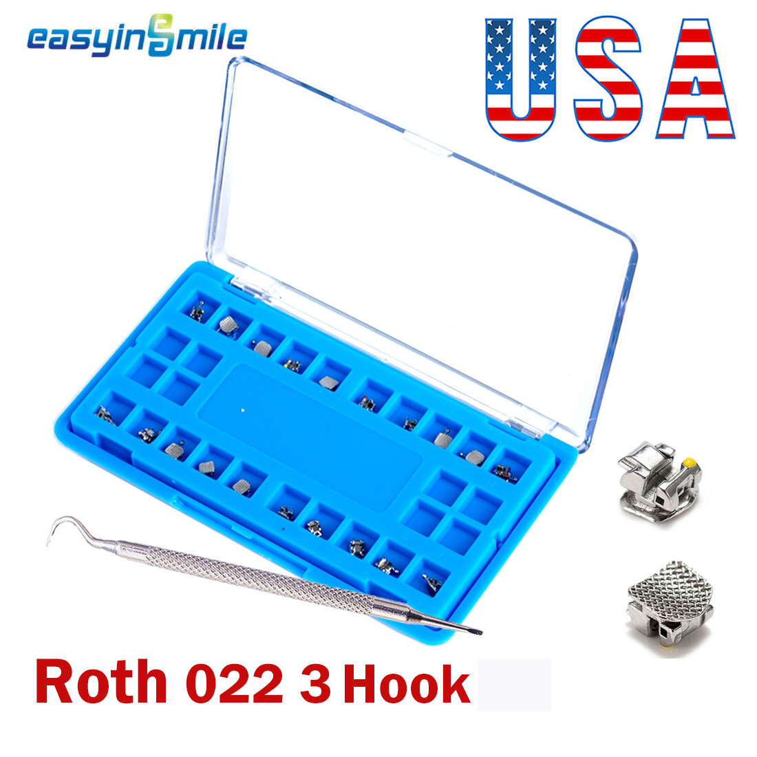 20pcs Dental Metal Self-Ligating Bracket ROTH/MBT 022 Orthodontic Brace 3/345