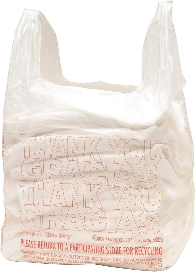 Bags 1/6 Large 22 x 11.5 x 6.5 Thank You T-Shirt Plastic Grocery Shopping Bags