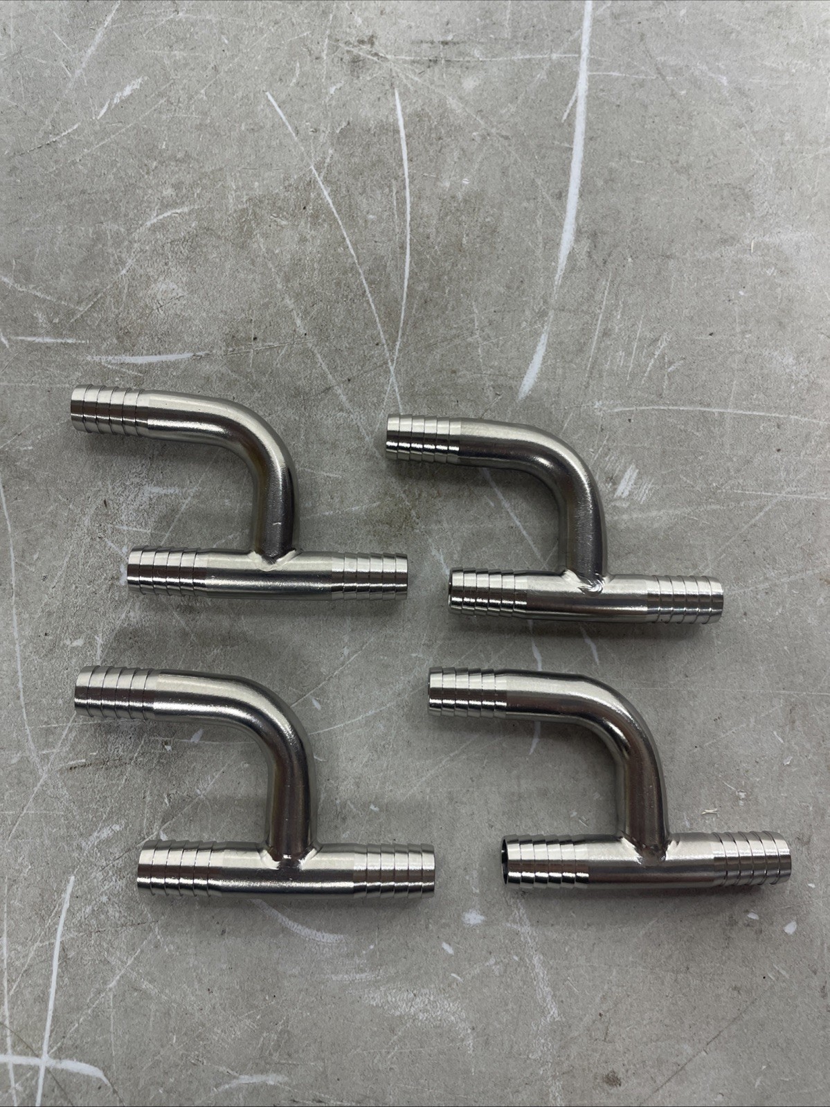 Q-(4) FOOD GRADE STAINLESS STEEL 3/8″ BARB Y HOSE FITTING ADAPTERS SPLICERS