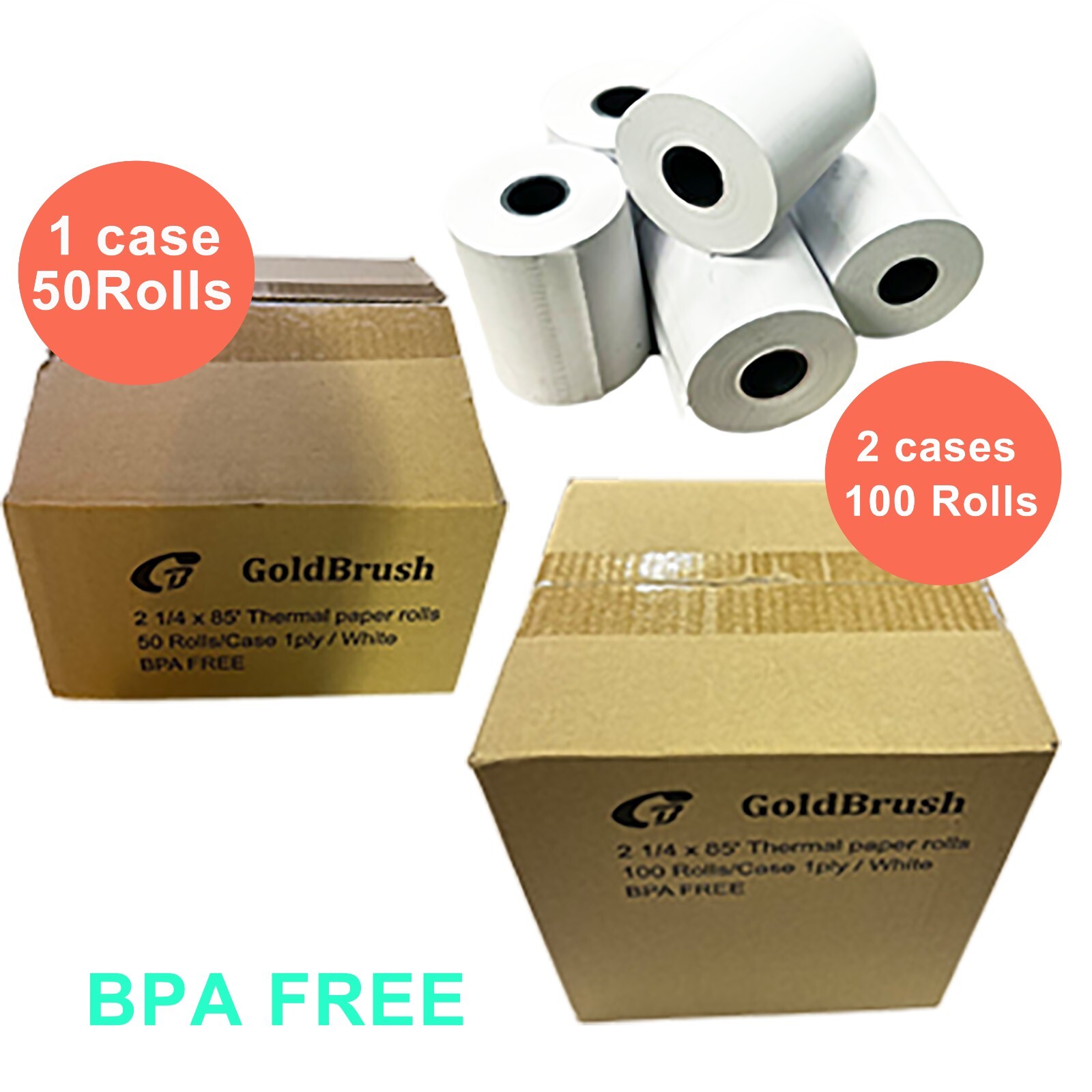 2-1/4″ x 50′ 85′ Thermal Paper Credit Card Cash Register POS Receipt Paper Rolls