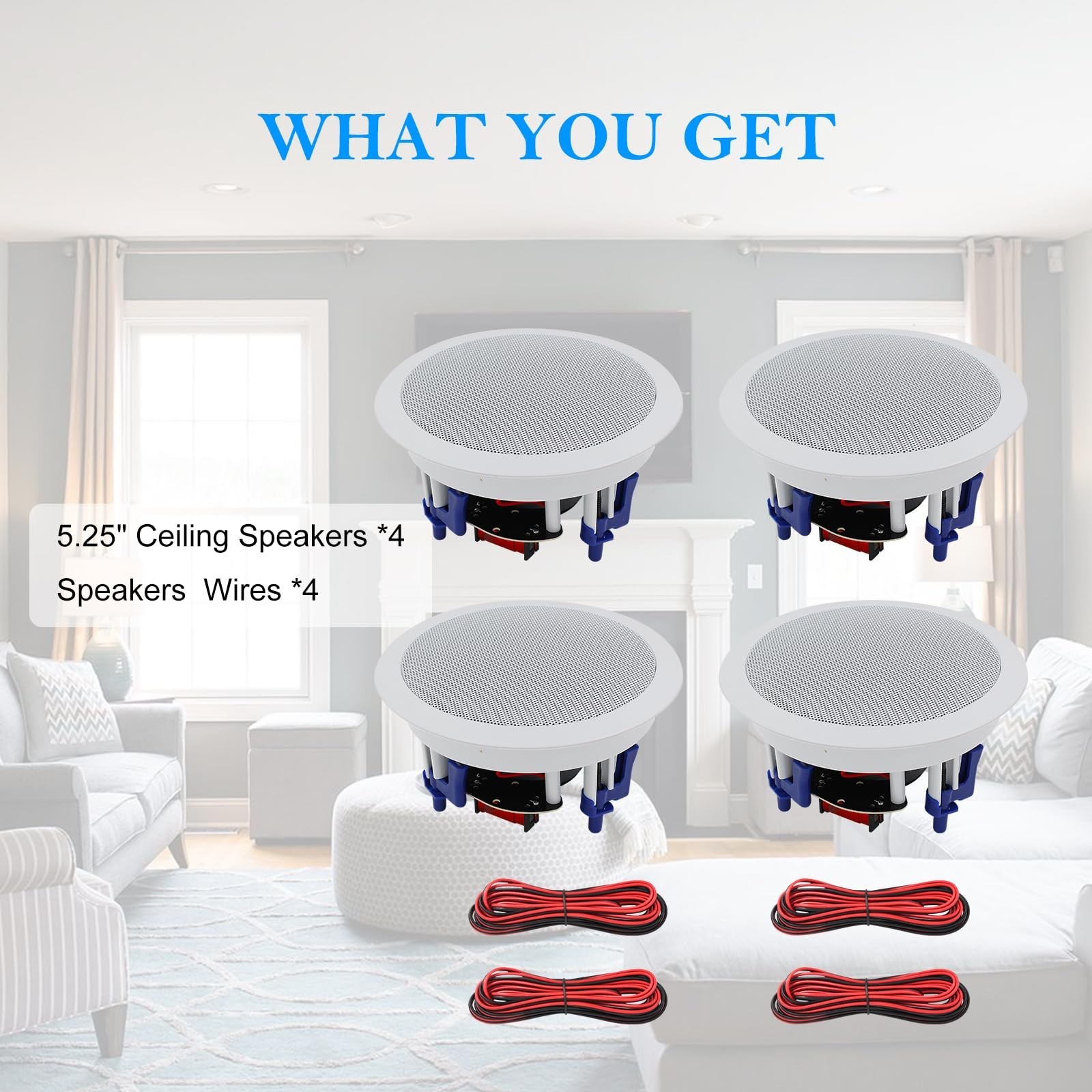 Herdio in Ceiling Speakers 2 Way 5.25″ 600 Watts Passive Wired Flush Mount fo…