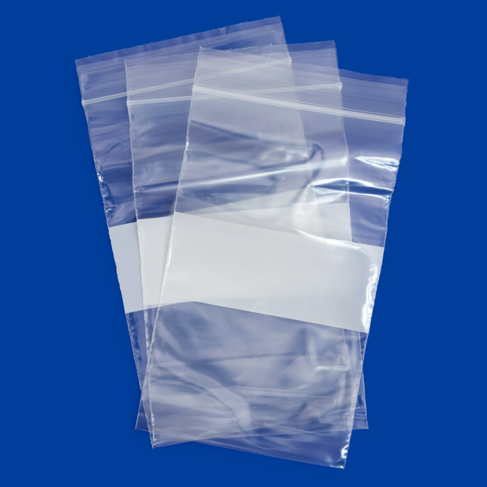 100 Reclosable 2MIL White Block Zip Writable Zipper Baggies Clear Seal Lock Bags
