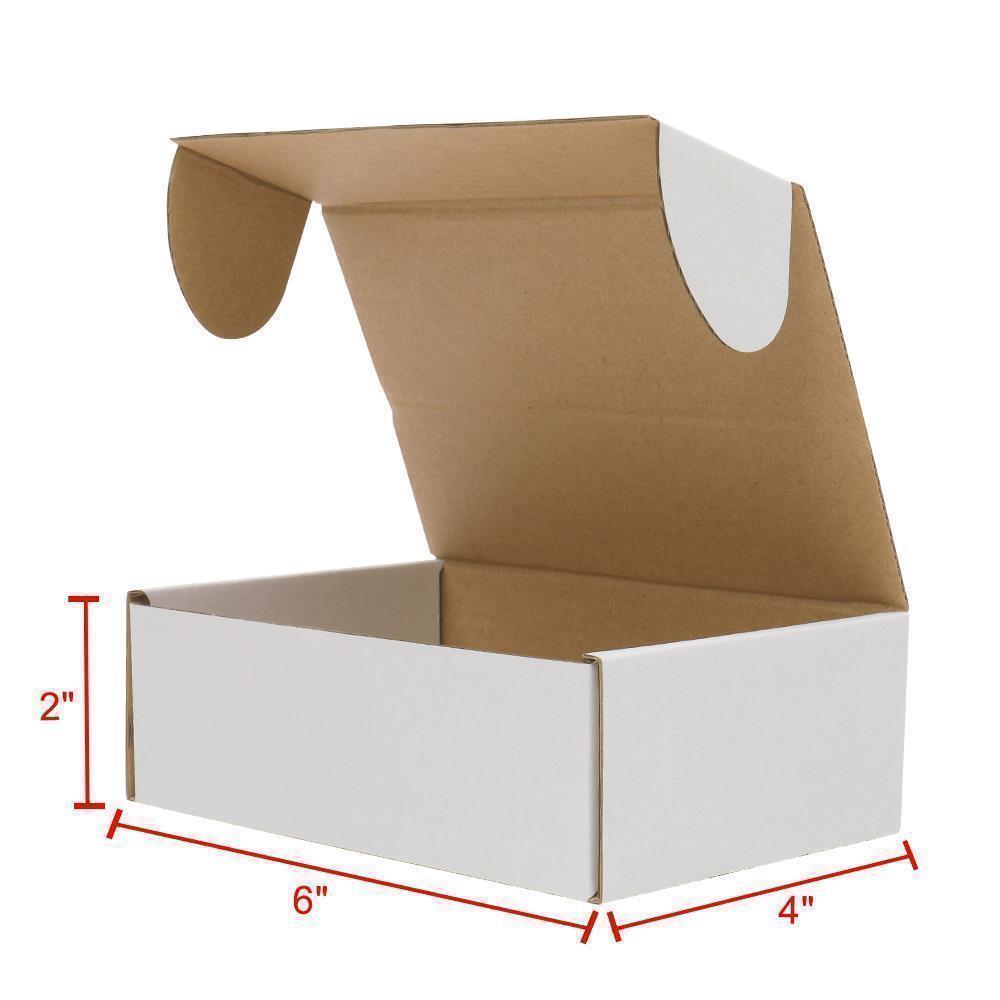 50 – 6x4x2 White Corrugated Shipping Mailer Carton Packing Fold Box