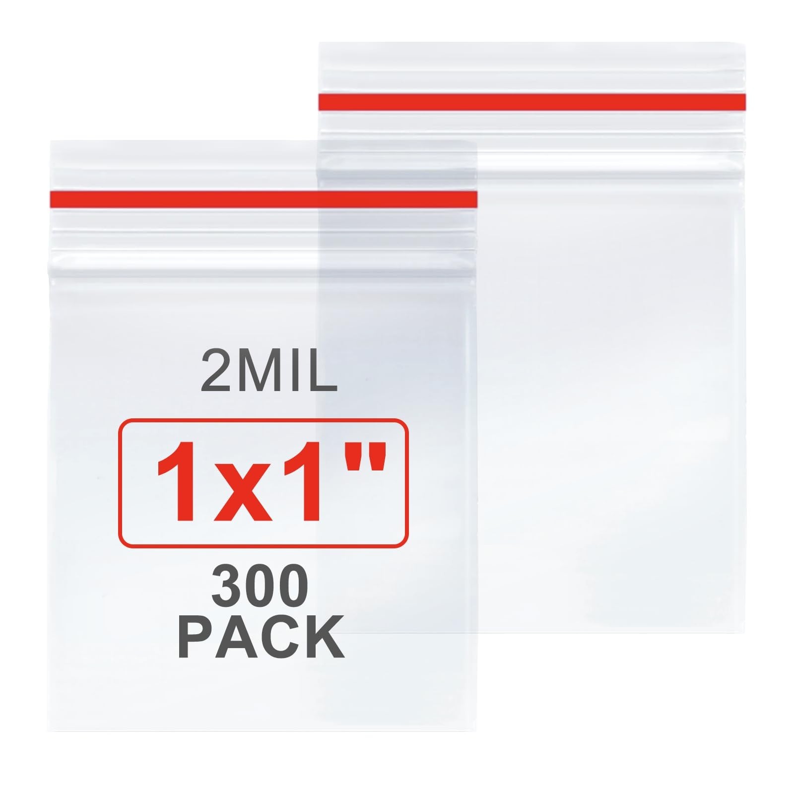 1×1 Inch Mini Resealable Plastic Bags 300PCS Small Zip Baggies Storage Pack