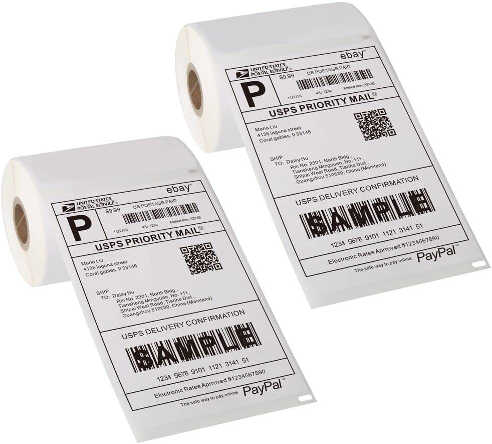 [2 Rolls, 440 Labels] 4”X 6” Postage Thermal Shipping Labels 4X6 Thermal Labels