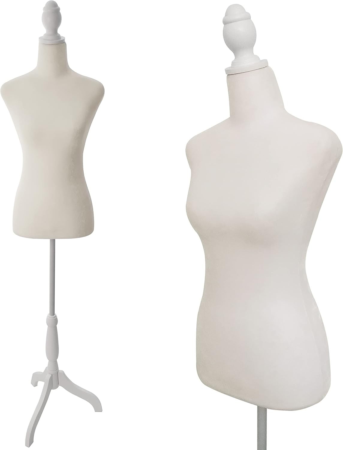 White Female Dress Form Mannequin Torso Body with Adjustable Tripod Stand Show