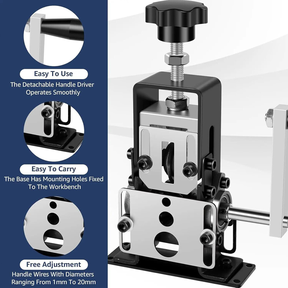 Manual Wire Stripping Machine Portable Cable Stripper 1mm to 21mm Hand Crank US