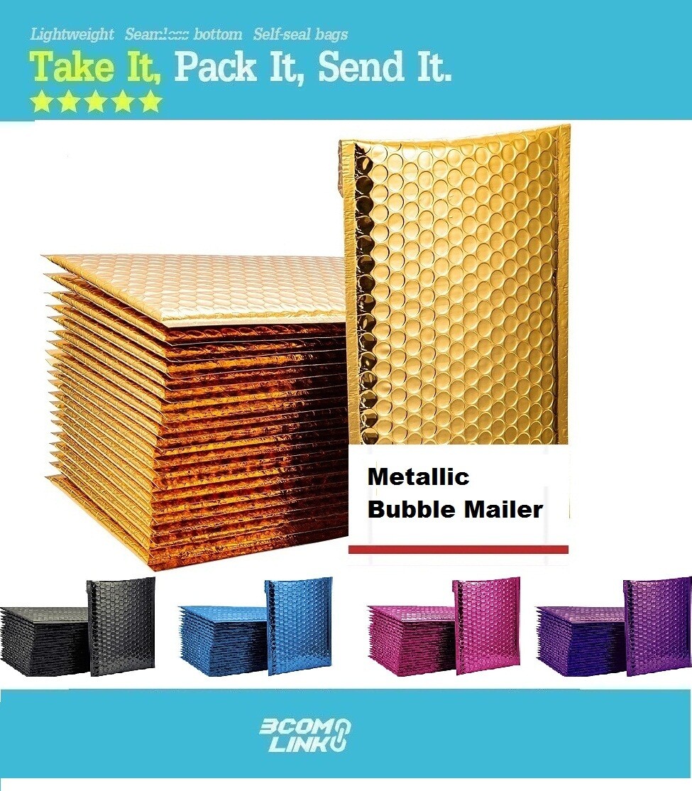 Metallic Poly Bubble Mailer Padded Envelope Shipping Bag Multiple Colors Size