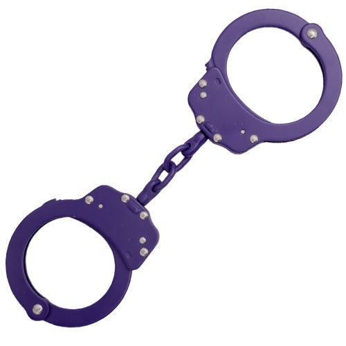 Purple Steel Handcuffs Police Grade Standard Size With Keys And Carrying Case