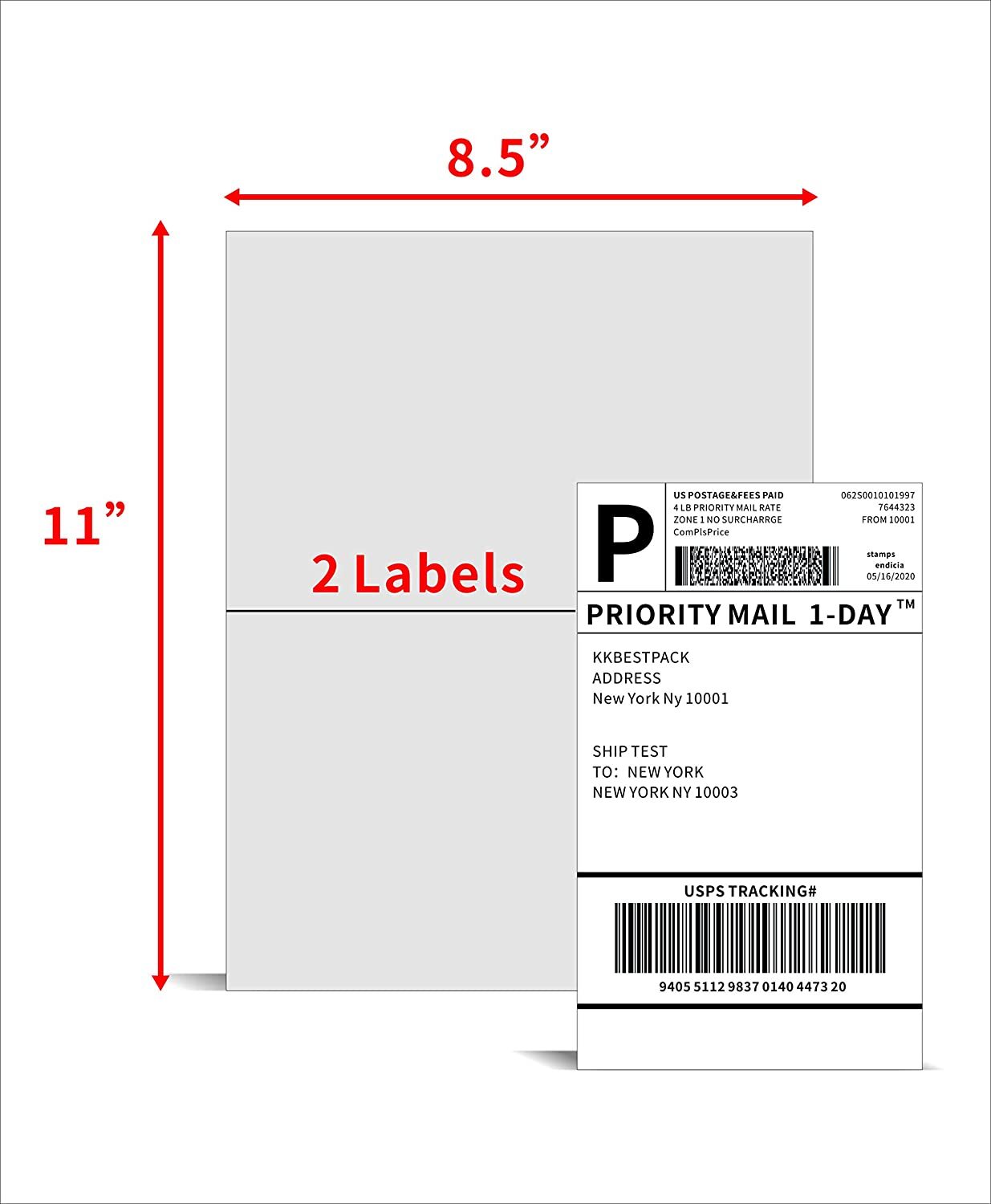 220-11000 Shipping Labels 8.5 x 5.5″ Half Sheets Blank Self Adhesive 2 Per Sheet