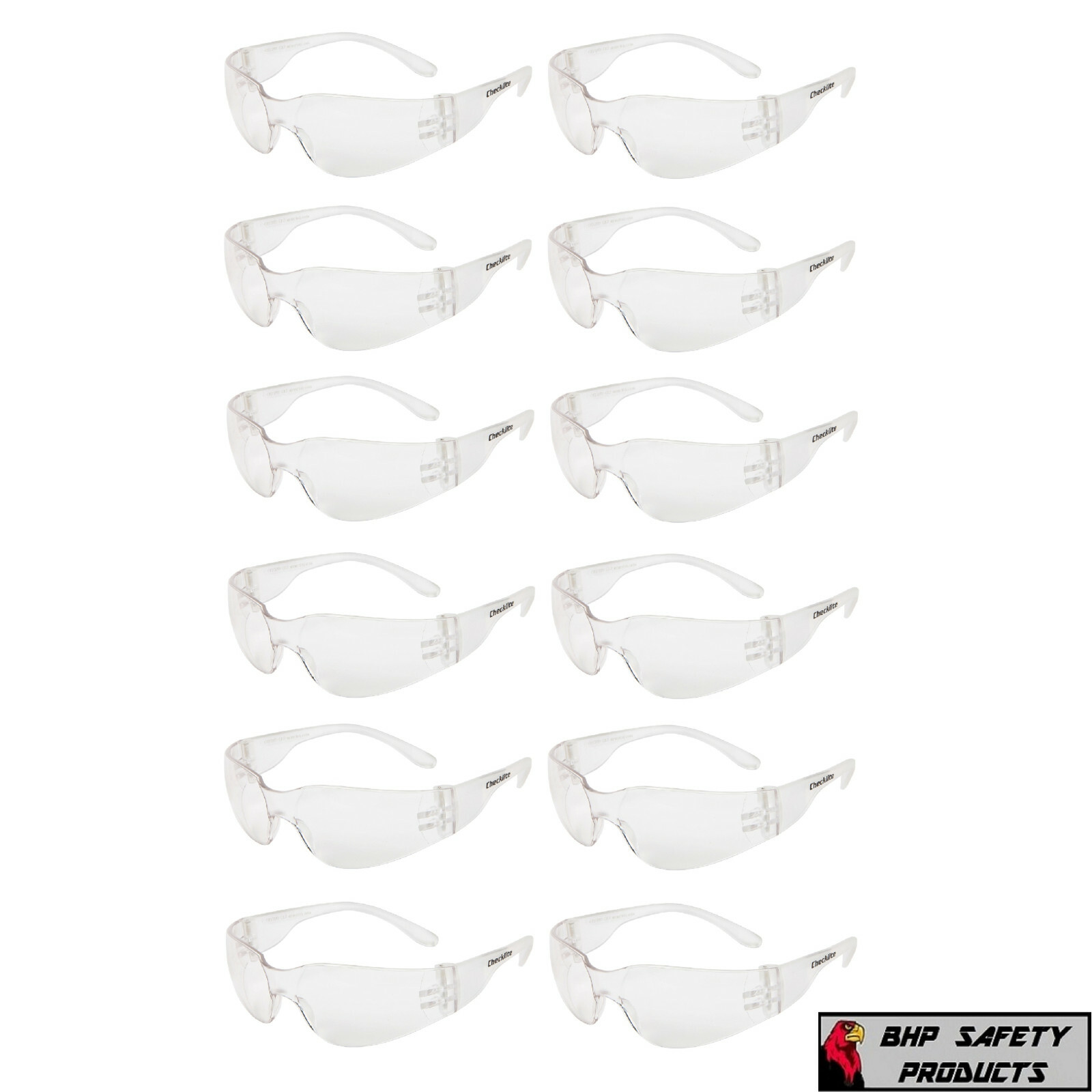 12 PAIR PACK Protective Safety Glasses Clear Lens Work UV ANSI Z87 Lot of 12