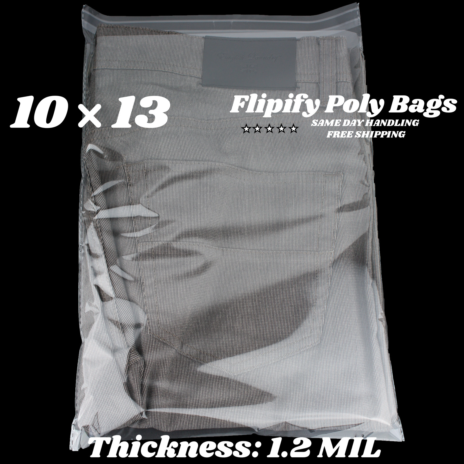 10×13 Clear Resealable T-Shirt/Apparel Self Seal Lip Tape Poly Plastic bags