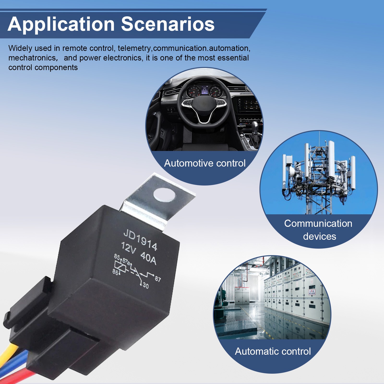 5Pin Car Automotive SPDT Relay Switch Harness Socket Waterproof 40A 12V DC